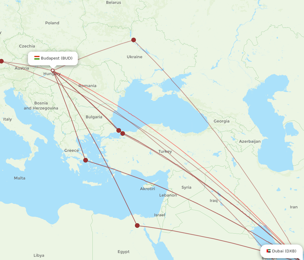 DXB-BUD flight routes