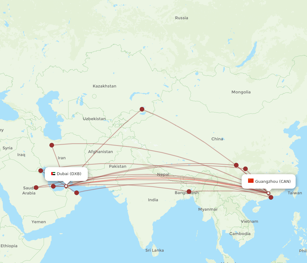 DXB-CAN flight routes