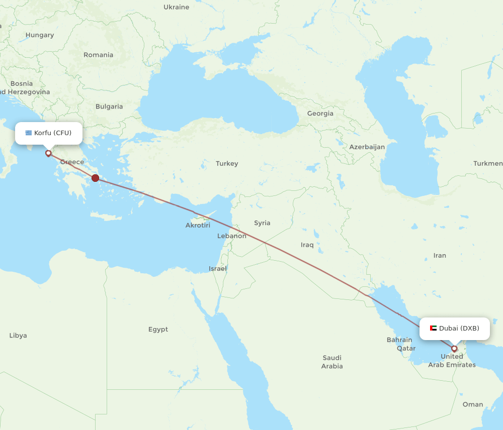 DXB-CFU flight routes