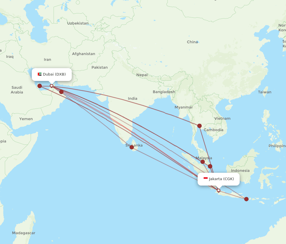 DXB-CGK flight routes