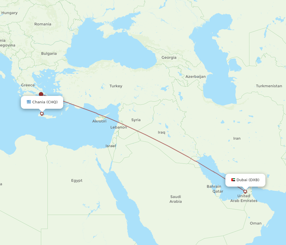 DXB-CHQ flight routes