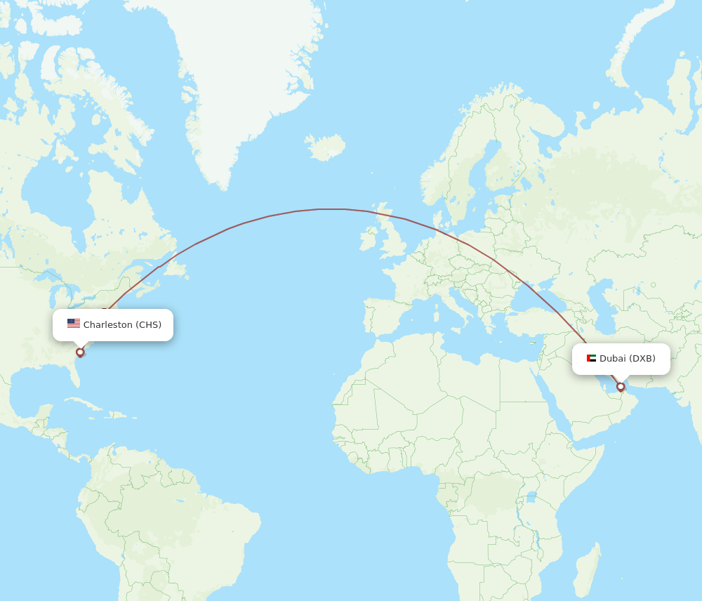 DXB-CHS flight routes