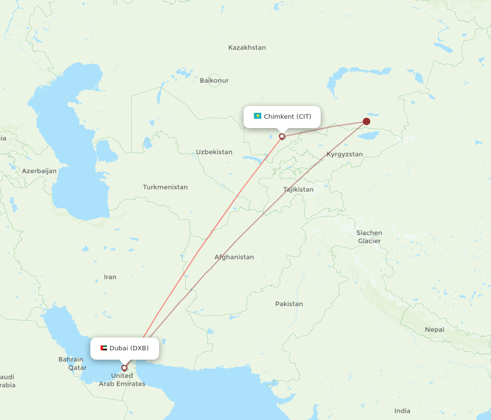DXB-CIT flight routes
