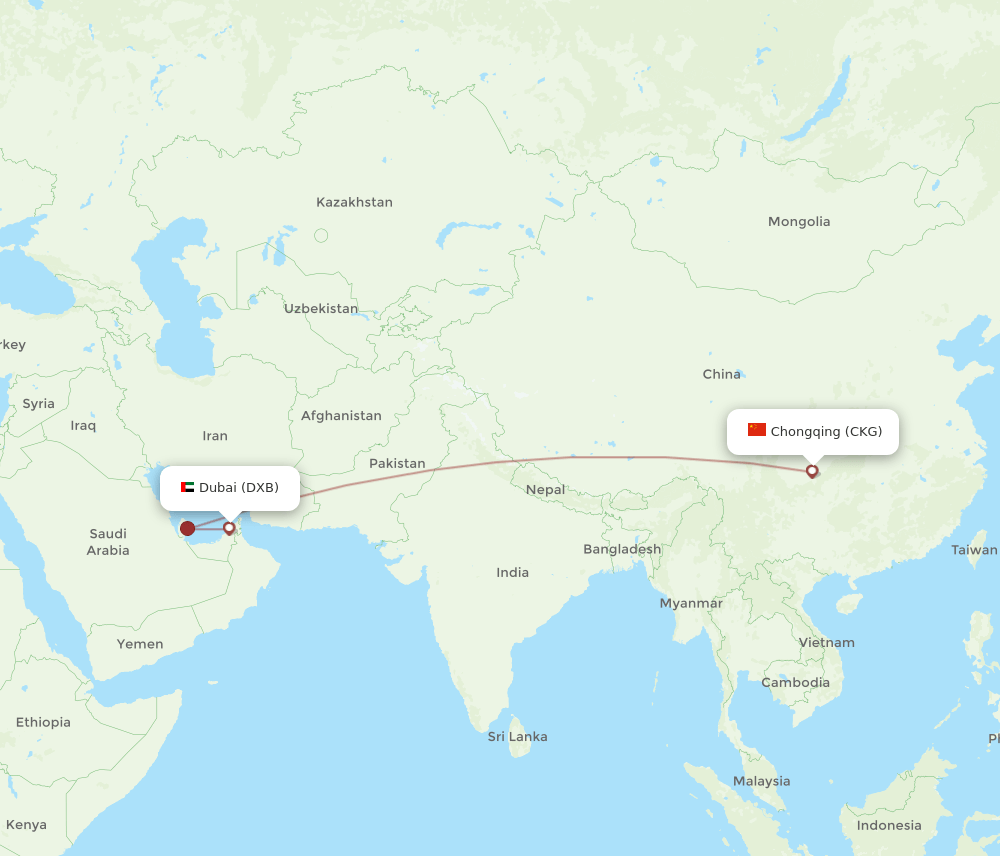 DXB-CKG flight routes