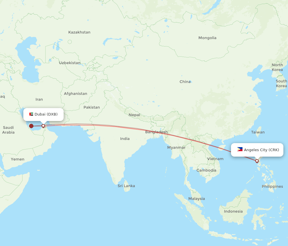 DXB-CRK flight routes