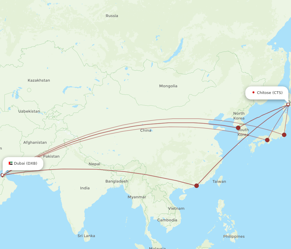 DXB-CTS flight routes