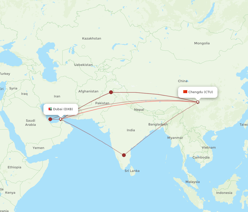 DXB-CTU flight routes
