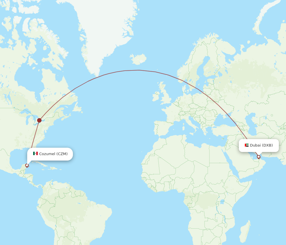 DXB-CZM flight routes