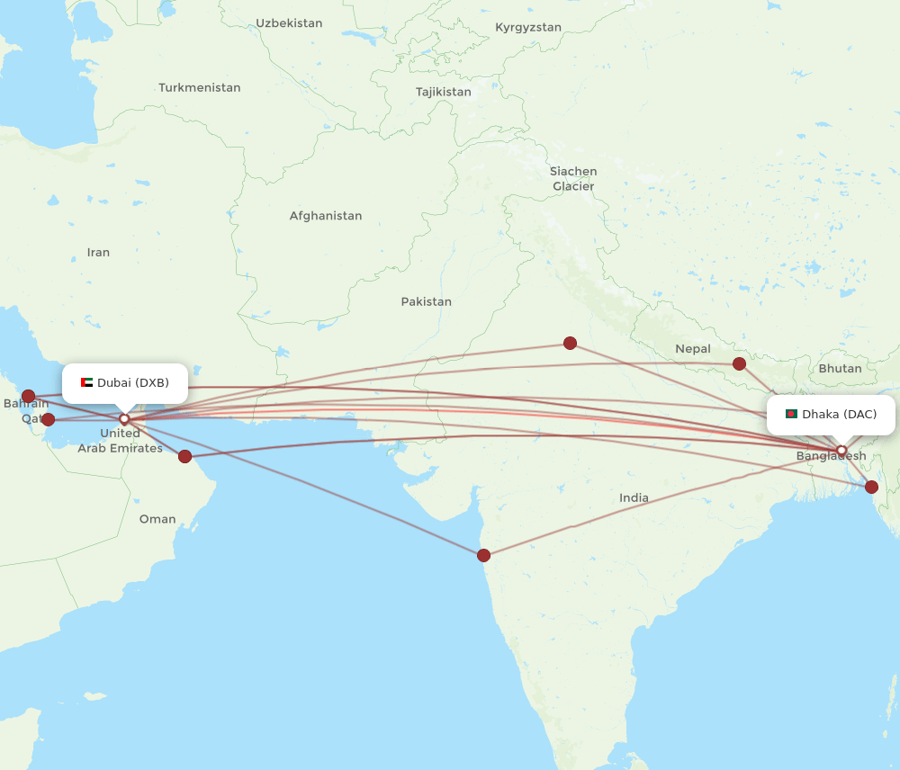 DXB-DAC flight routes