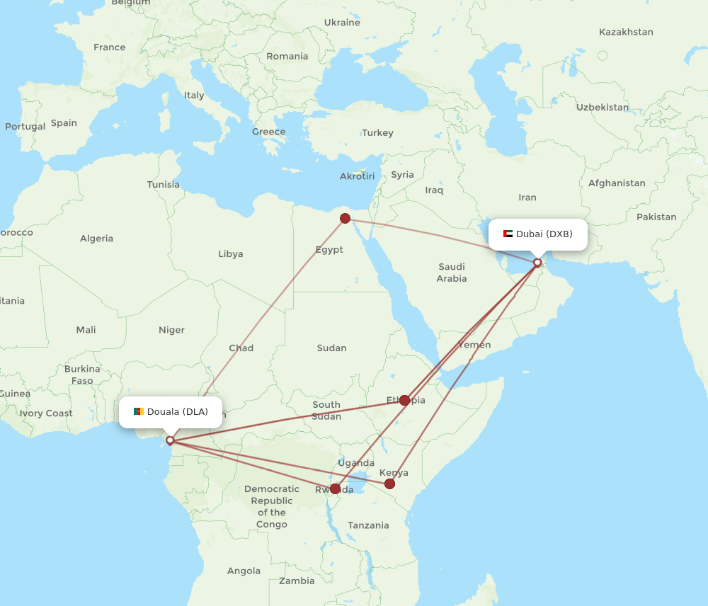 DXB-DLA flight routes