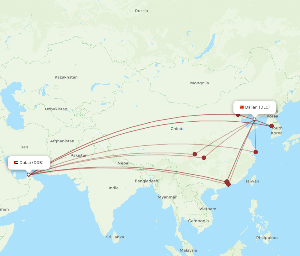 DXB-DLC flight routes