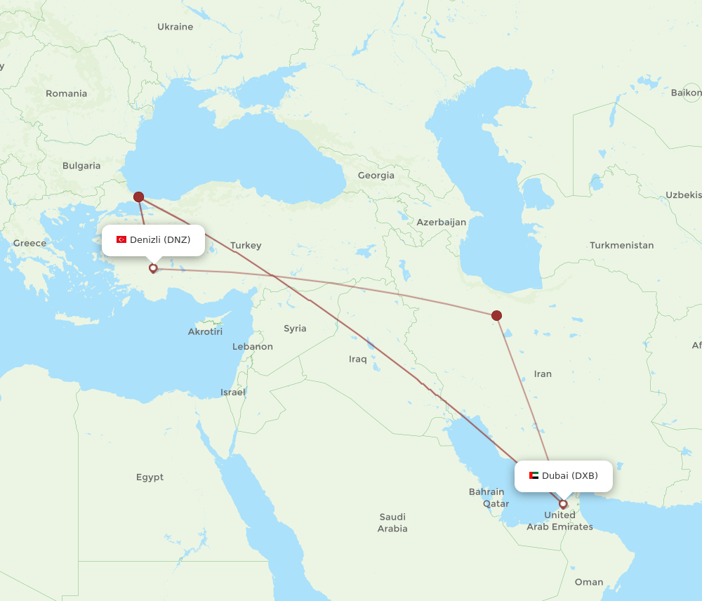 DXB-DNZ flight routes