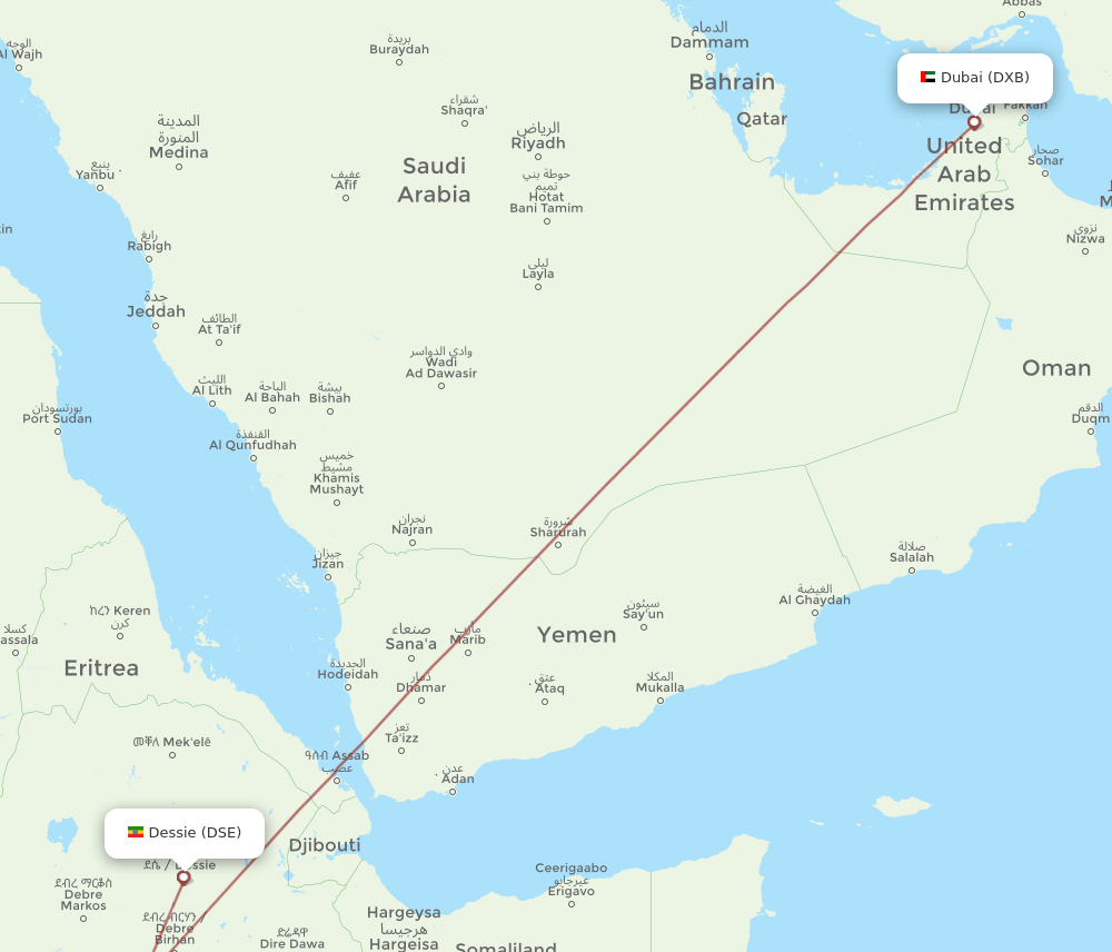 DXB-DSE flight routes
