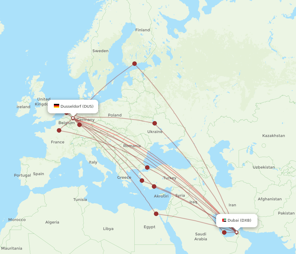 DXB-DUS flight routes