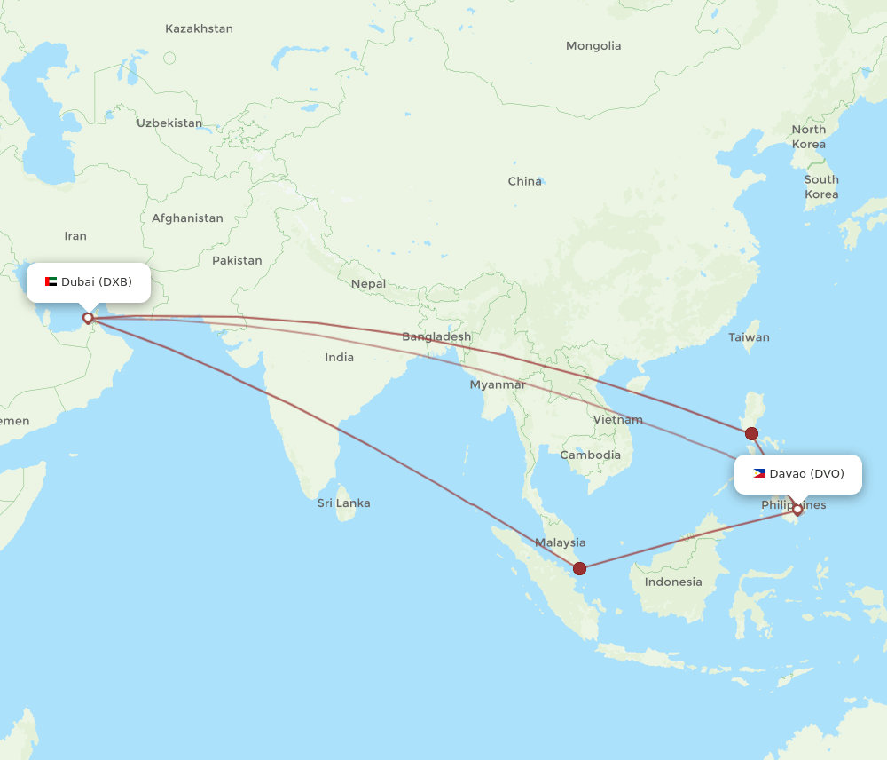 DXB-DVO flight routes