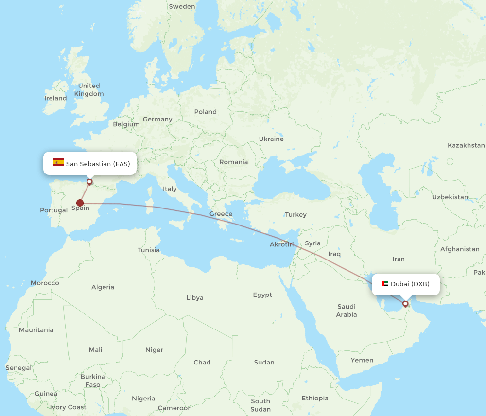 DXB-EAS flight routes