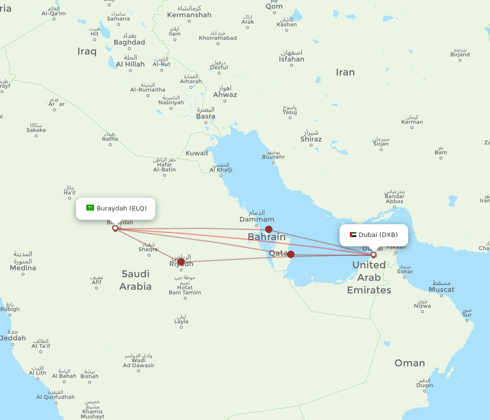 DXB-ELQ flight routes