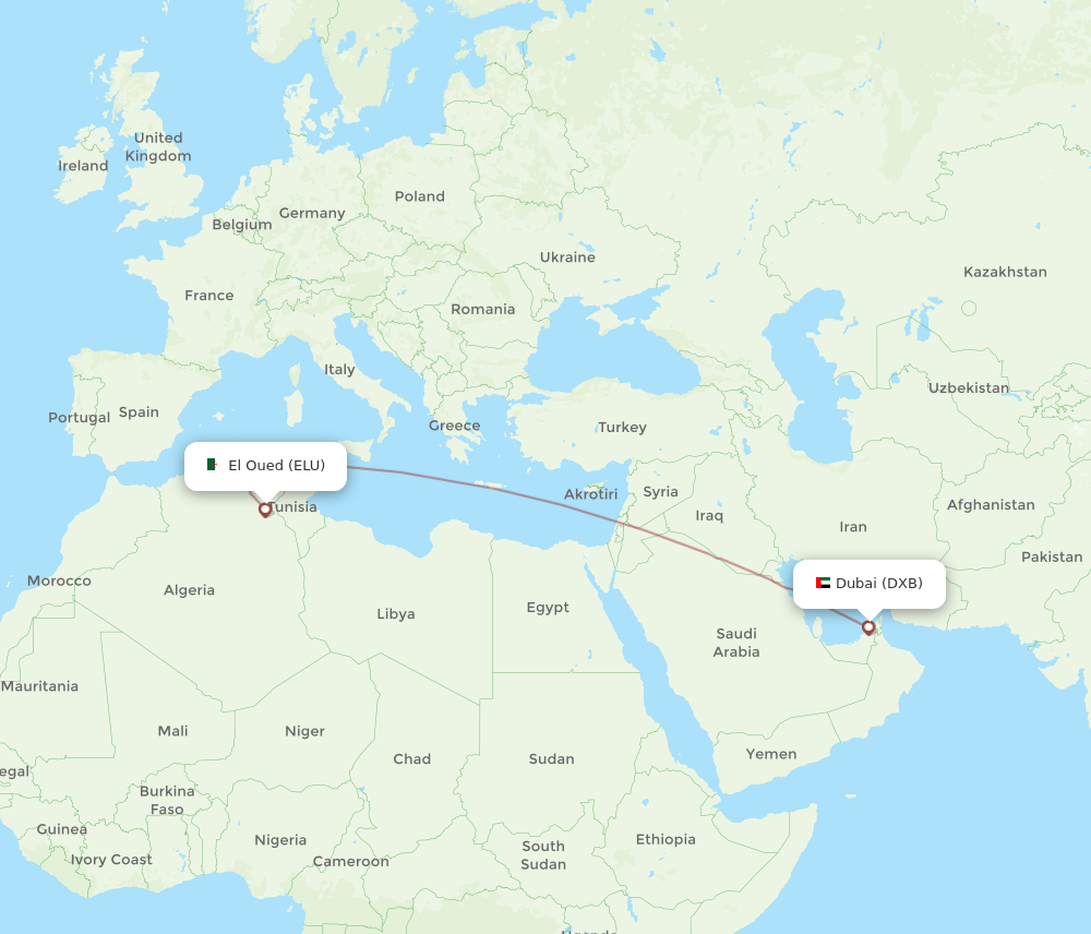 DXB-ELU flight routes