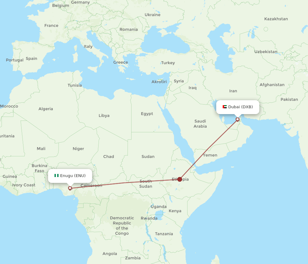 DXB-ENU flight routes