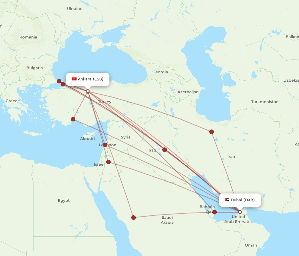 DXB-ESB flight routes