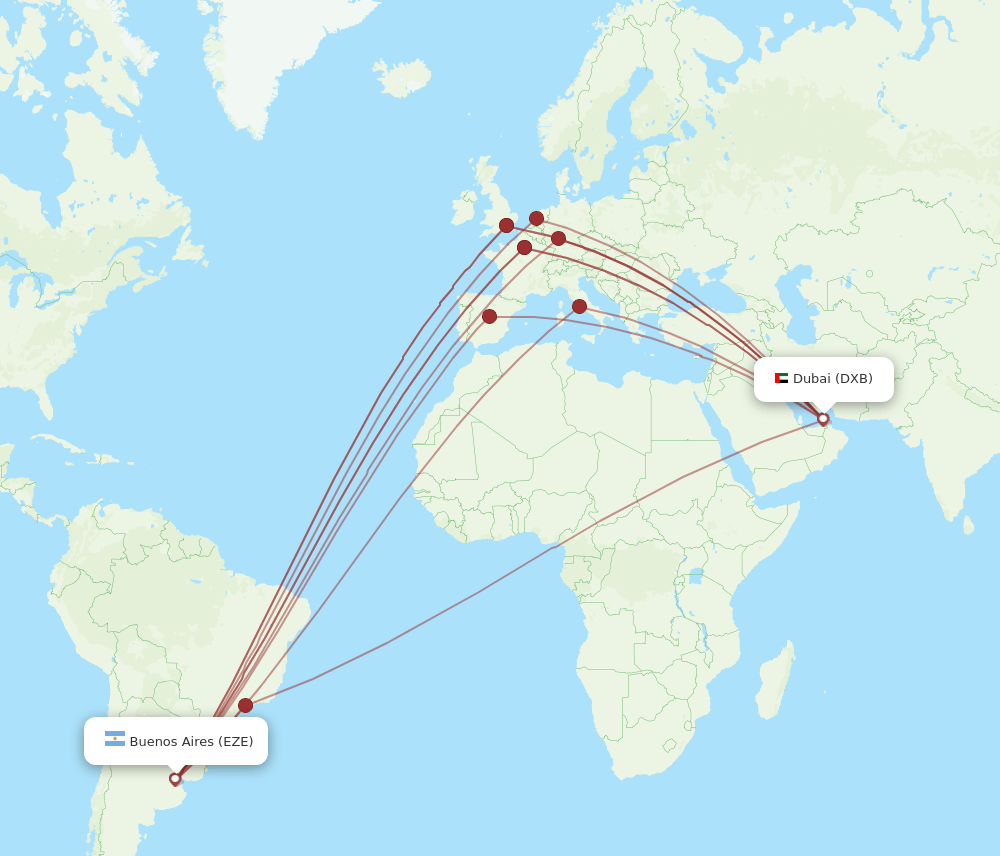 DXB-EZE flight routes