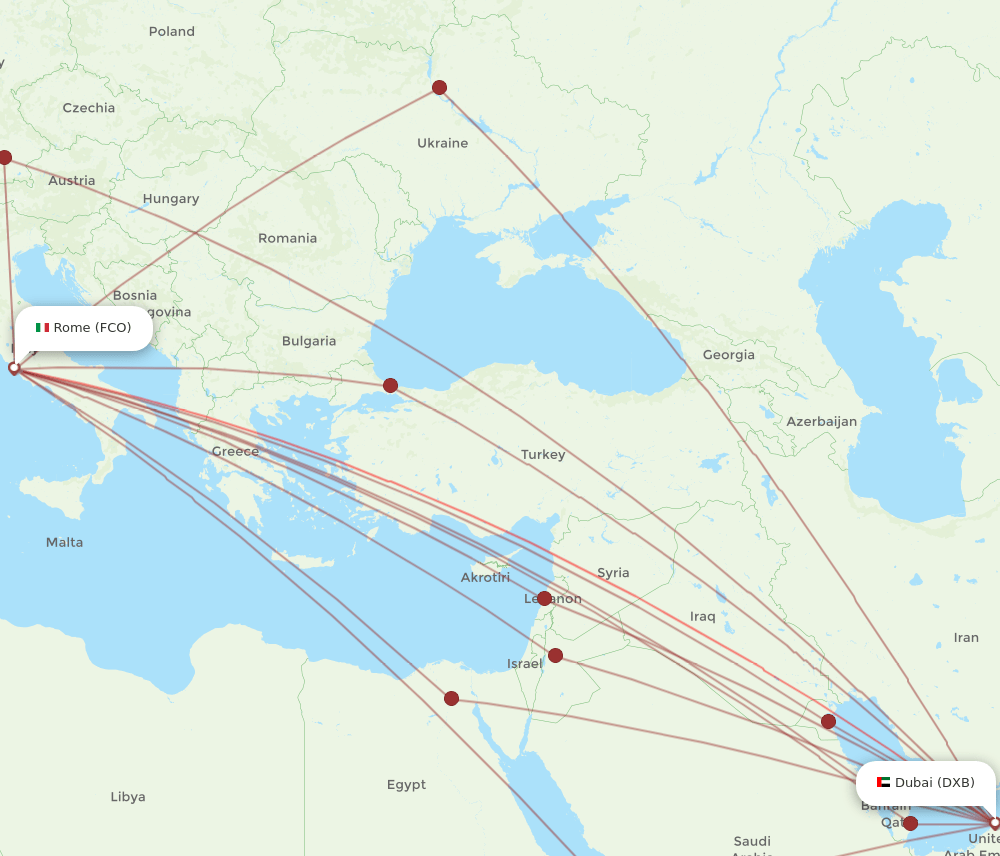 DXB-FCO flight routes