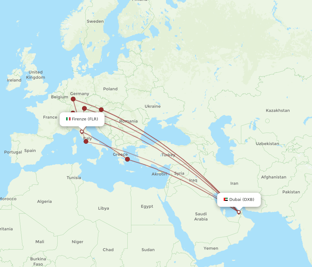 DXB-FLR flight routes