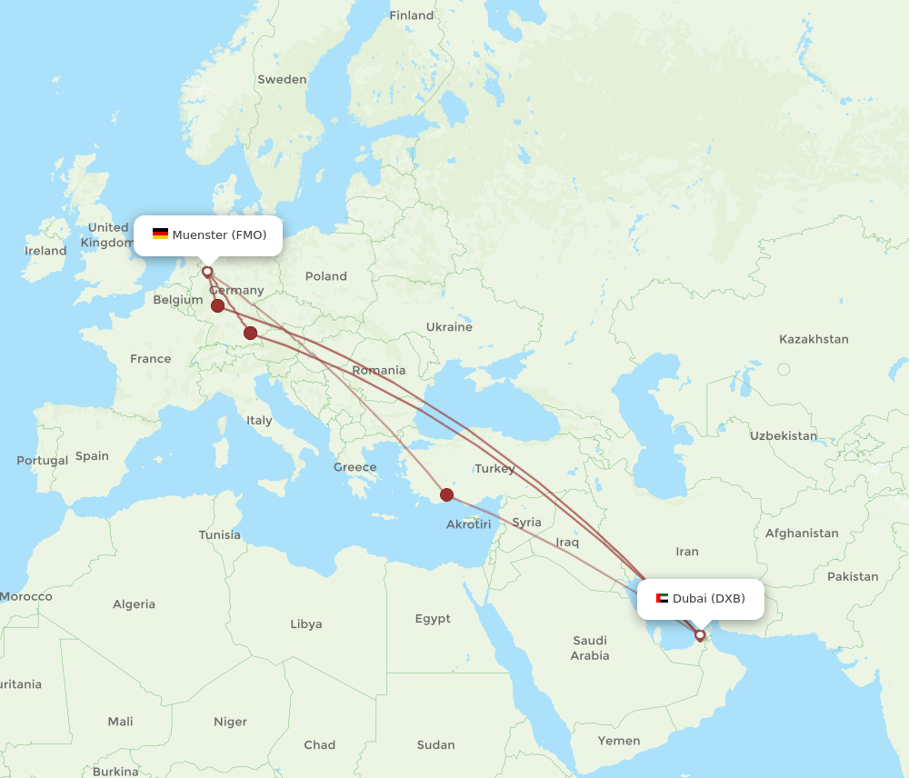 DXB-FMO flight routes