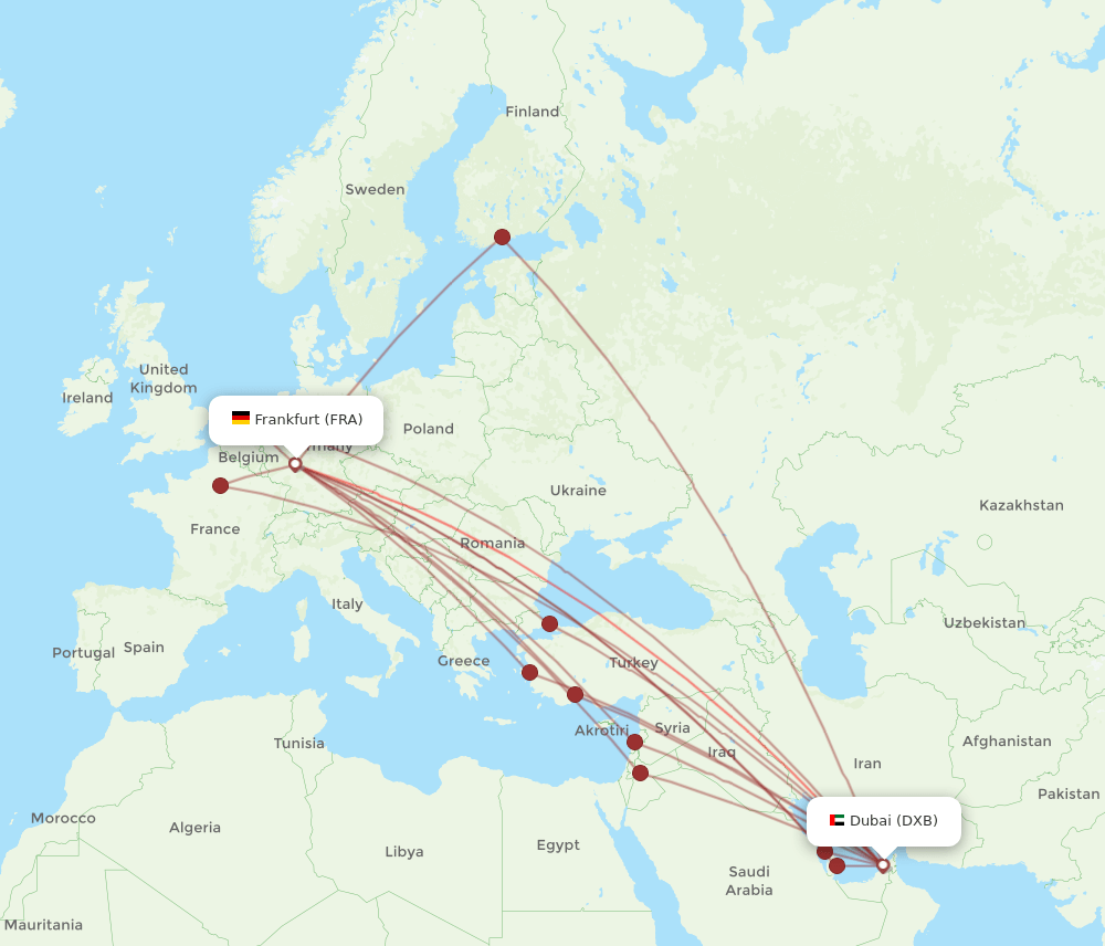 DXB-FRA flight routes