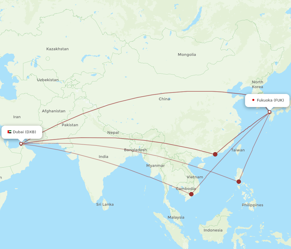 DXB-FUK flight routes