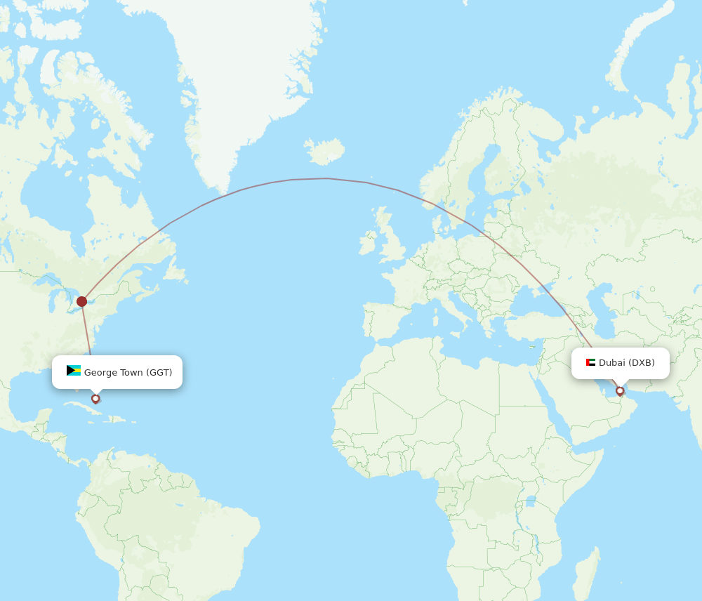 DXB-GGT flight routes