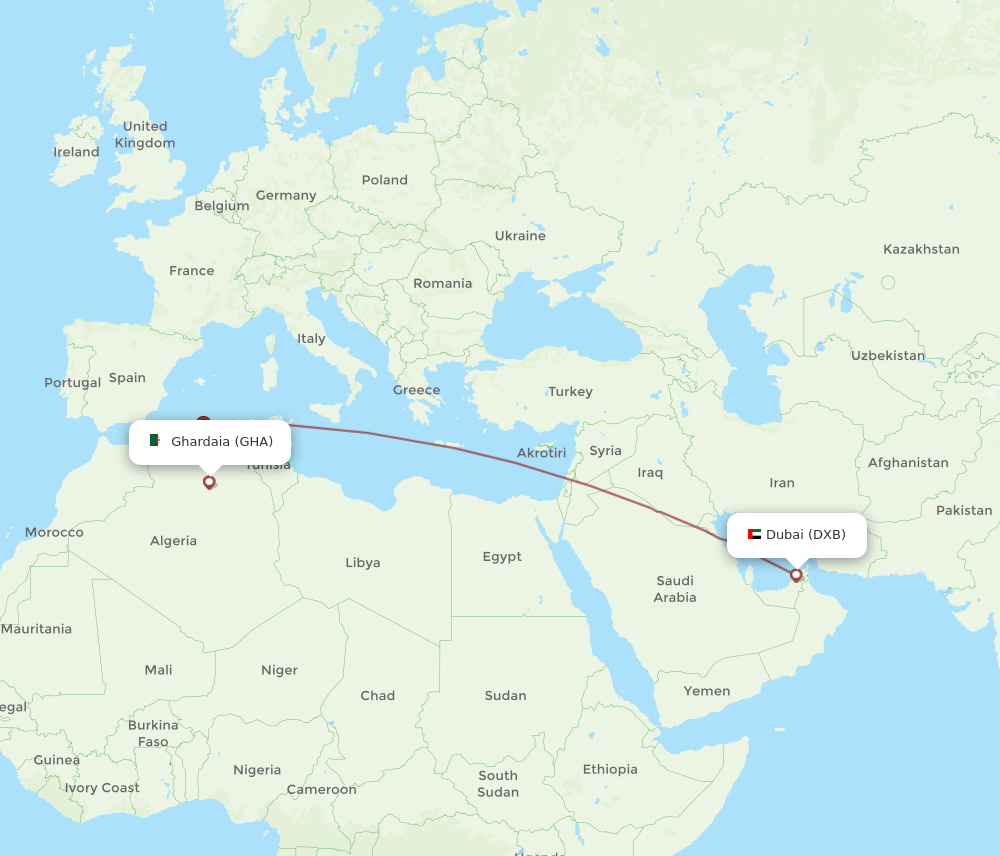 DXB-GHA flight routes