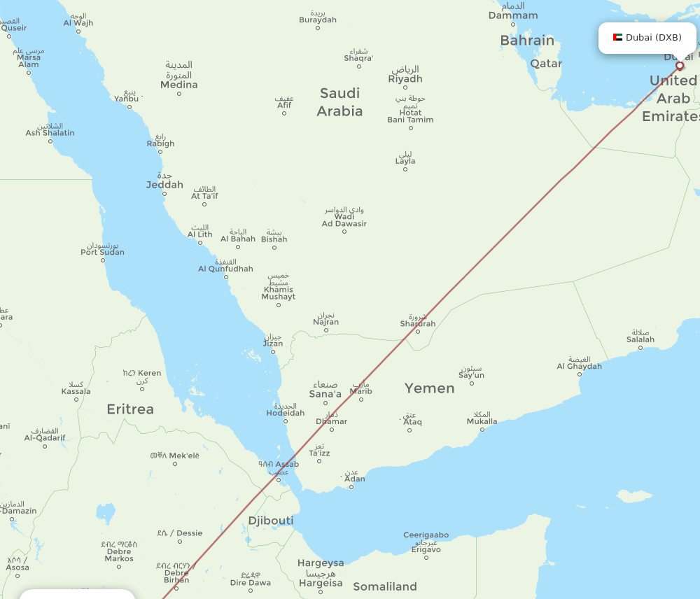 DXB to GMB flights and routes map