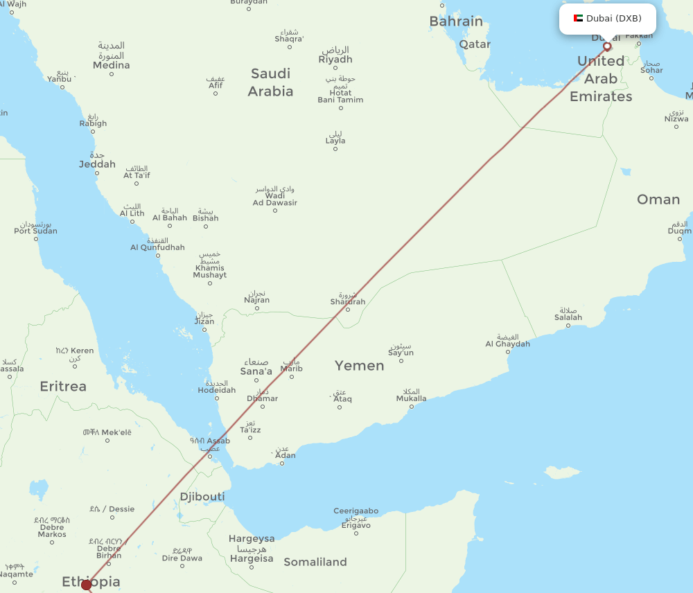 DXB-GOB flight routes