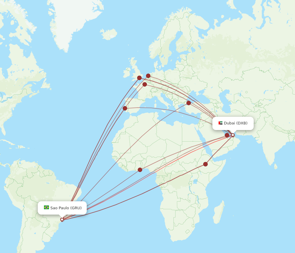 DXB-GRU flight routes