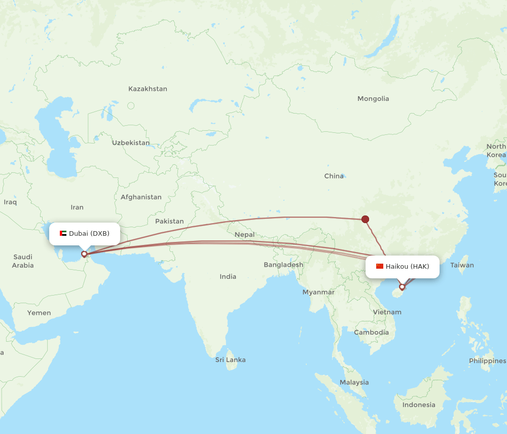 DXB-HAK flight routes