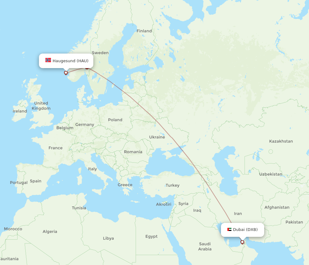 DXB-HAU flight routes