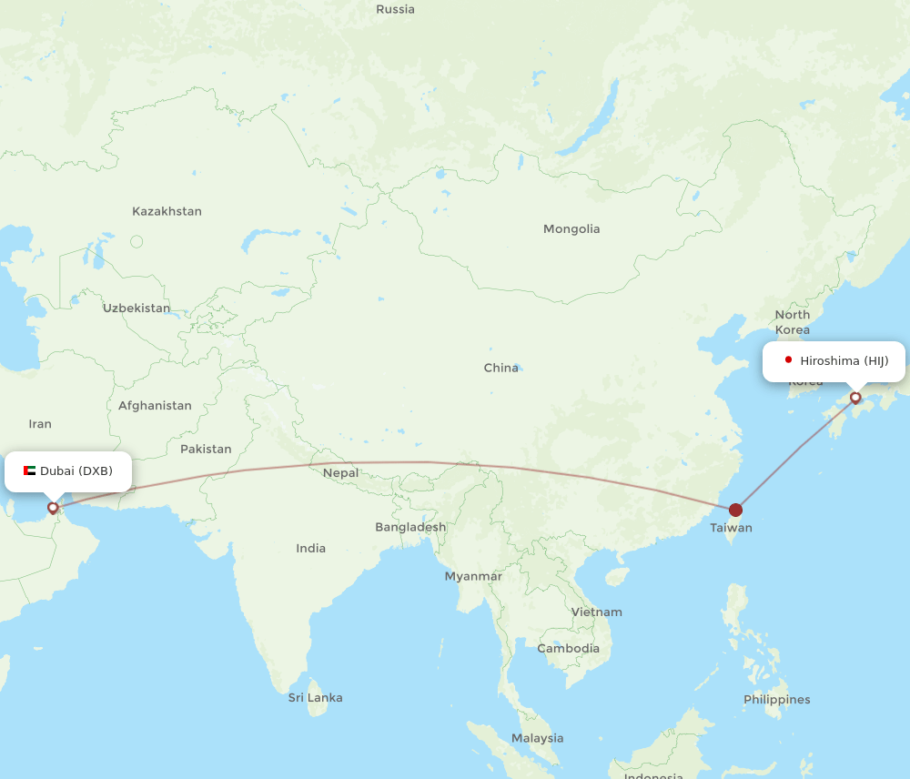 DXB-HIJ flight routes