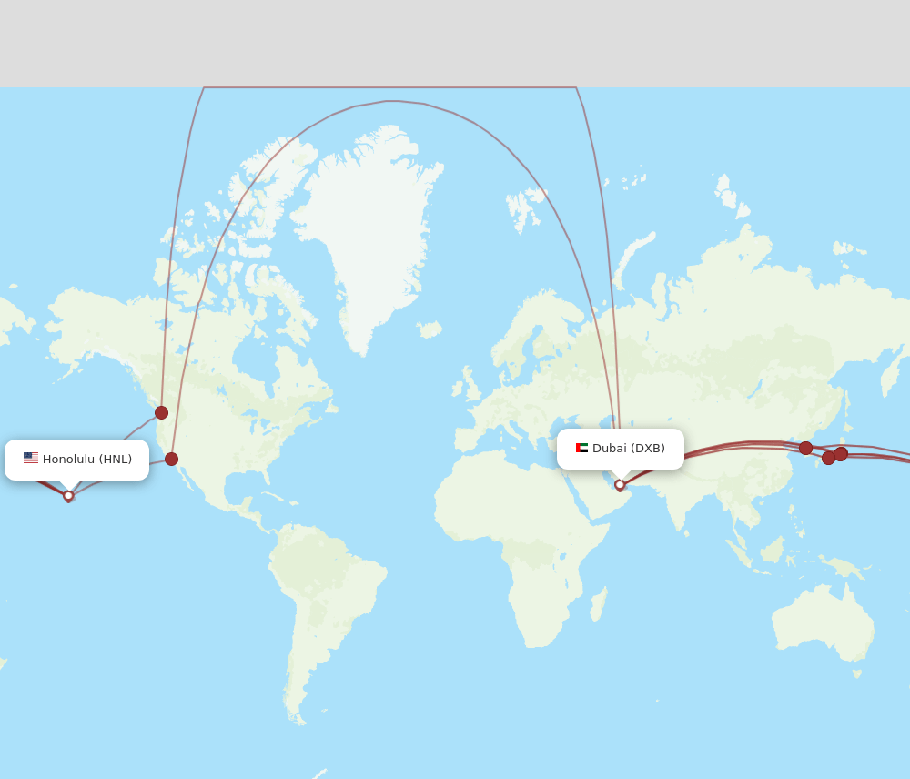 DXB-HNL flight routes