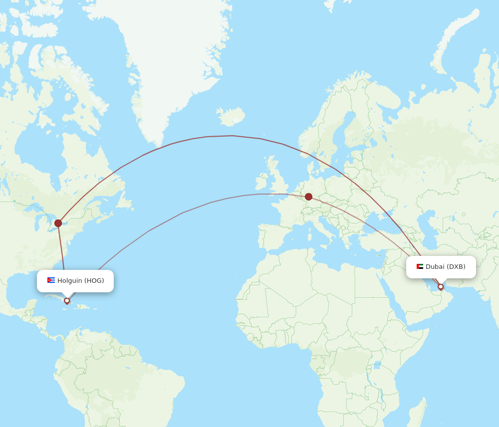 DXB-HOG flight routes