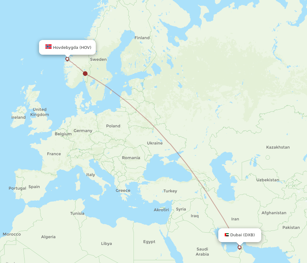 DXB-HOV flight routes