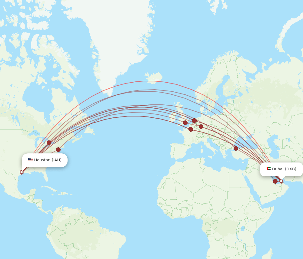 DXB-IAH flight routes