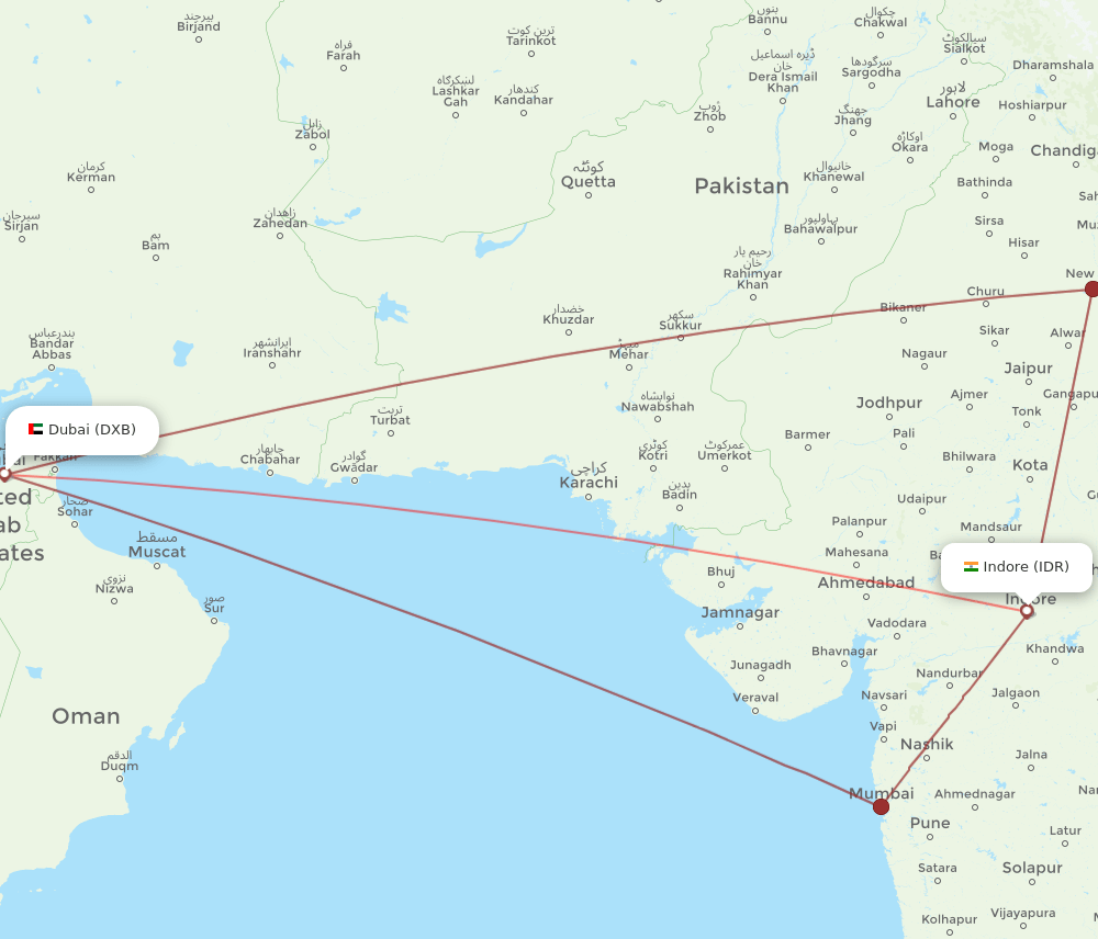 DXB to IDR flights and routes map
