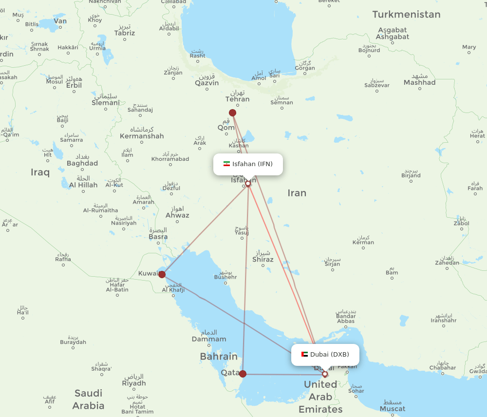 DXB-IFN flight routes