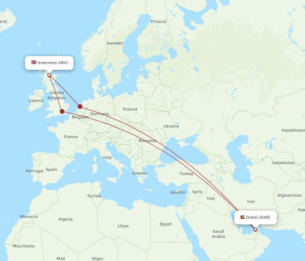 DXB-INV flight routes