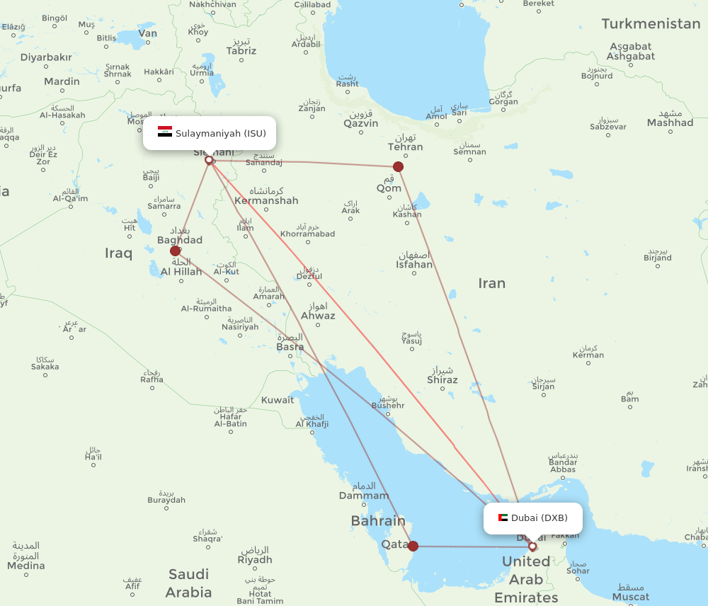 DXB-ISU flight routes
