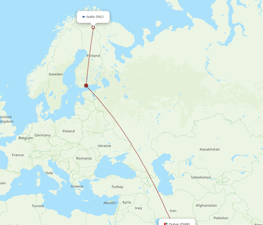 DXB-IVL flight routes
