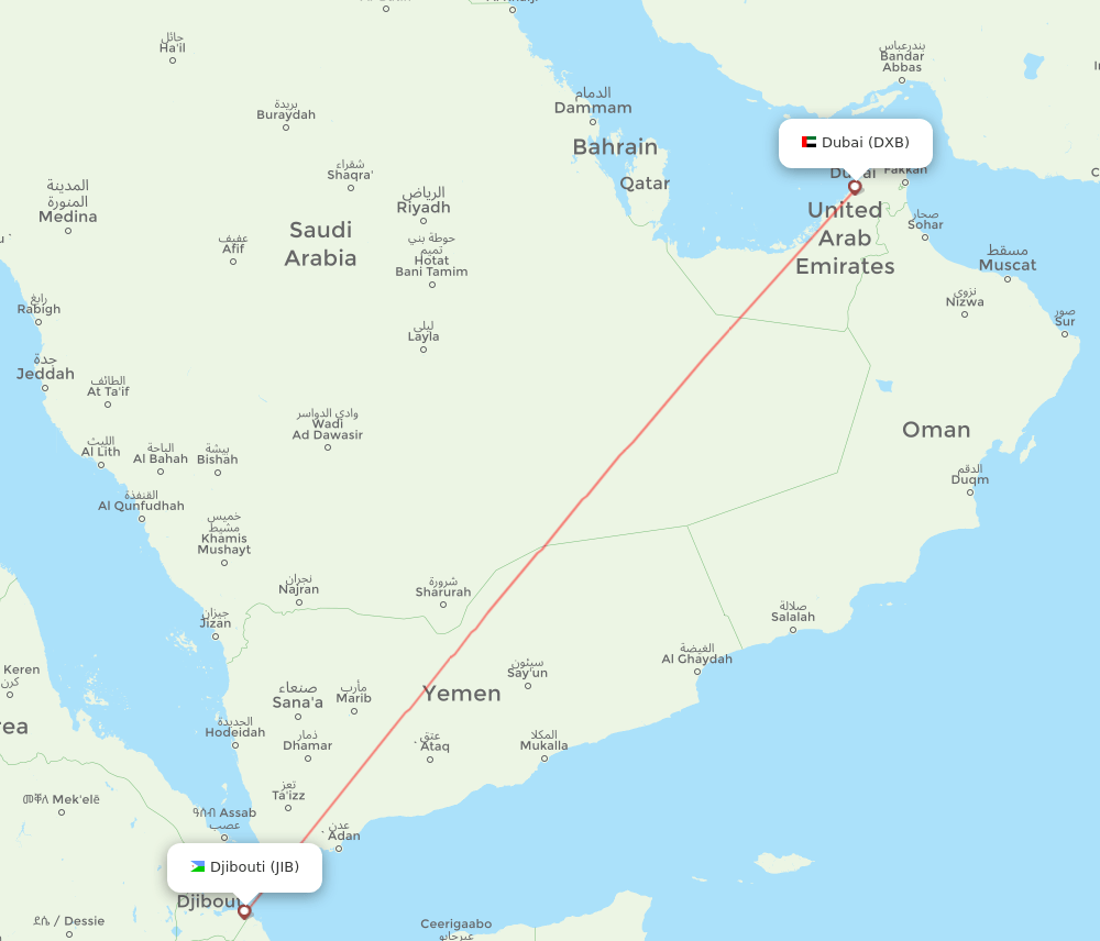 DXB-JIB flight routes