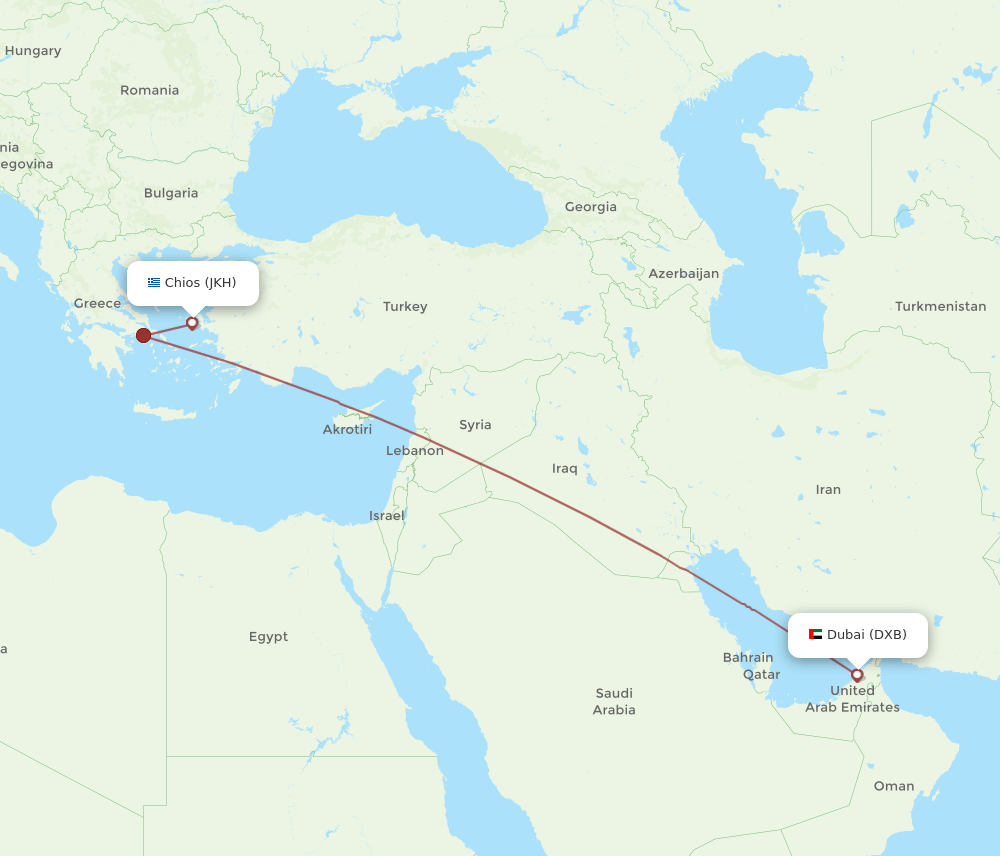 DXB-JKH flight routes