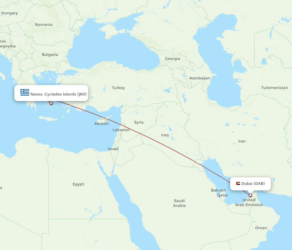 DXB-JNX flight routes